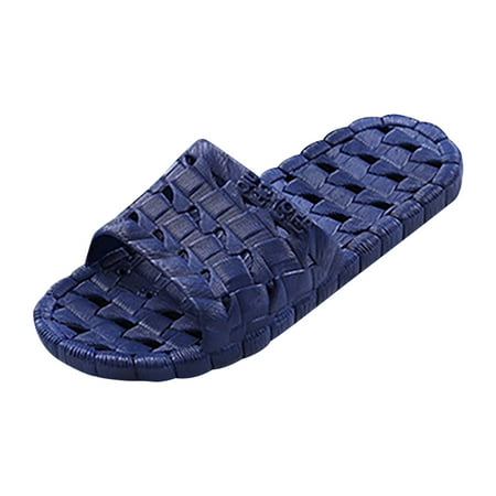 

Vedolay Men Slippers Fashion Solid Color Water Leakage Quick Drying Non Slip Indoor House Slippers for Men Size 15 Extra Wide(Dark Blue 10)