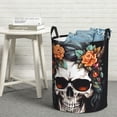 thumbnail image 6 of Fuzoiu Flower Horn Skull Print Circular Hamper,Laundry Basket with Handle,Collapsible Laundry,Dirty Clothes Storage Basket,for Bedroom Bathroom Dorm Living Room-Small, 6 of 6