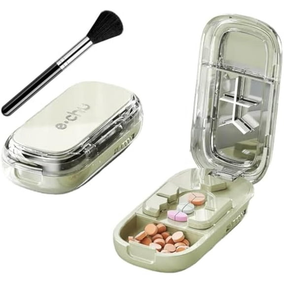 Echu Pill Cutter, Caketotu Professional Portable Pill Cutter Splitter for Small and Tiny Pills, 1/2 1/3 1/4 Cutter with Stainless Steel Blades and Storage Box