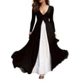 thumbnail image 2 of BRGZLK Women Maxi Dress Fall Winter Casual Elegant V Neck Long Sleeve Dresses Formal Flowy Evening Gown Black XL, 2 of 7