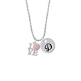thumbnail image 2 of Delight Jewelry Love with Pink Softball Silvertone Script Initial Disc - D - Charm Necklace, 20"+3", 2 of 4