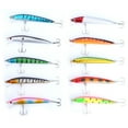 thumbnail image 1 of 10 señuelos de pesca coloridos de 95 mm, anzuelos afilados, cebos, aparejos y accesorios de pesca., 1 of 14