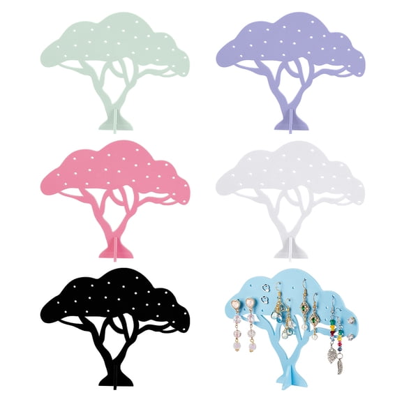 6 Sets Acrylic Earring Display Stands 3D Tree Earring Display Organizer Holder for Earring Storage Mixed Color Finish Product: 14.95x3.55x11.9cm