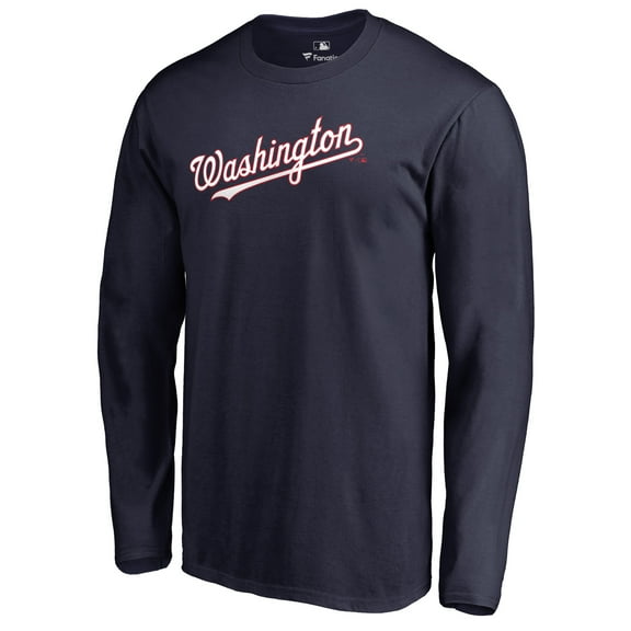 Men's Navy Washington Nationals Team Wordmark Long Sleeve T-Shirt