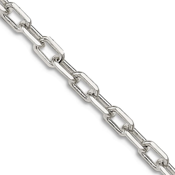 925 Sterling Silver 3.75mm Sparkle-Cut Long Link Cable Chain Necklace 22 Inch Chain Necklace for Women and Men