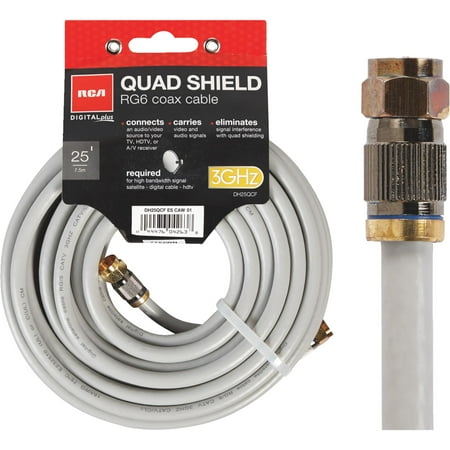 Rg6 Rca Quad Shield - RCA 25' Digital Series Digital Quad RG-6 Coaxial Cable