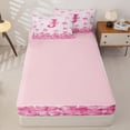 thumbnail image 4 of Homewish Girly Pink Bow-tie Zipper Full Size Comforter Sets with Fitted Sheet and 2 Pillowcases, Monogrammed J Zipper Bedding Set, Pink Reversible, 4-Piece, 4 of 6