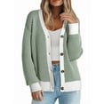 thumbnail image 2 of Women'S Casual Open Front Long Sleeve Chunky Knit Striped Cardigan Sweaters Outerwear Coats Green S, 2 of 6