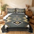 thumbnail image 2 of Erosebridal Gothic Aztec Twin Quilt Set, Southwestern Geometric Twin Coverlet Set, Charcoal Black Cream Tan 2 Pieces, 1 Bedspread and 1 Pillowcase, 2 of 7