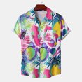 thumbnail image 2 of Hombres Casual Botones Playa Sin posicionamiento Estampado floral Turndown Camisa de manga corta Blusa Pompotops oipoqjl49153, 2 of 9