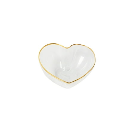 

Hemoton Bowl Glass Heart Clear Dish Bowls Serving Shaped Salad Golden Rim Dessert Appetizer Crystal