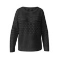 thumbnail image 5 of cfhntfmh Women's Fall Long Sleeve Sweaters Crochet Crew Neck Solid Color Knit Pullover Hollow out Sweater Tops（Black,Large), 5 of 6