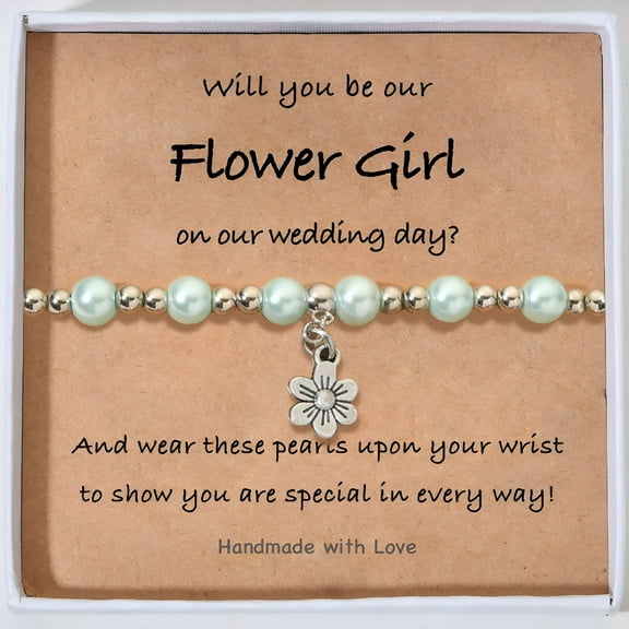 DESIGNICE Flower Girl Proposal Bracelet, Will You Be My Flower Girl, Thank You For Being Our Flower Girl Gift, Stretchy Bracelet for Girls