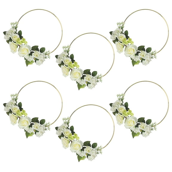 Fun Express Bulk 6 Pieces Premium Gold Hoop Decoration with Gardenias