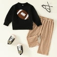 thumbnail image 6 of Baby Boy Outfits New Casual Long Sleeve Fashion Rugby Embroidery Sweatshirt Plaid Pants Set Baby Boy Clothes Black 3 Months-6 Months, 6 of 7