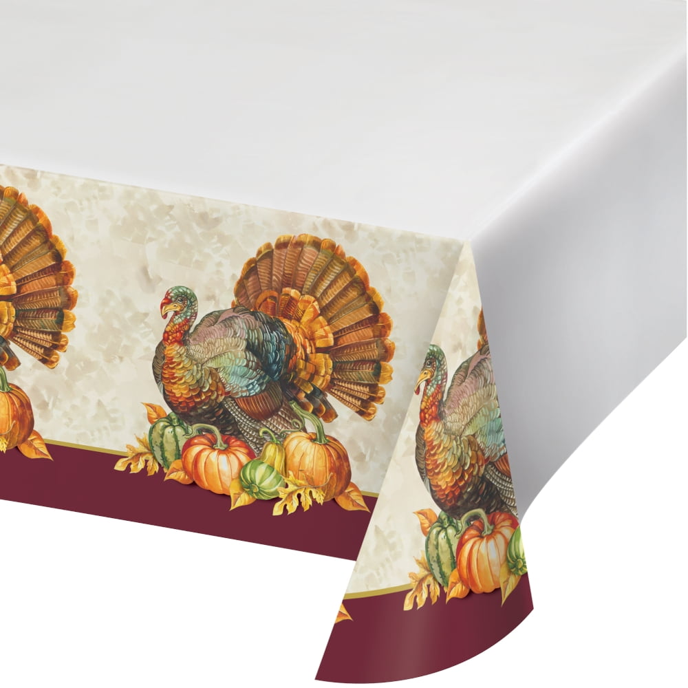Traditional Turkey Thanksgiving 54 x 102 Plastic Tablecover