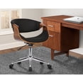 thumbnail image 2 of Armen Living Geneva Mid-Century Office Chair in Chrome finish with Black Faux Leather and Walnut Veneer Arms, 2 of 7