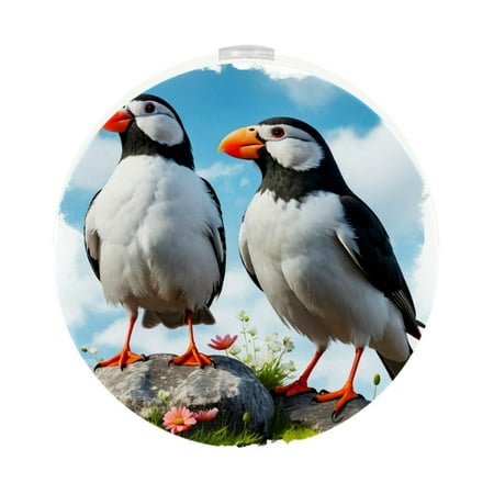 

LED Night Lights Plug into Wall 2-Pack 0.5W Plug in Night Light Dusk to Dawn White Bright Nightlight for Bedroom Bathroom Hallway Kitchen Animal Oil Painting Atlantic Puffins