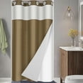 thumbnail image 5 of Ikfashoni Hookless Shower Curtain with Snap in Liner, Khaki Waffle Weave Stall Bathroom Curtain, 36"X74", 5 of 8