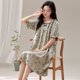 thumbnail image 4 of Camisones de cuello cuadrado para mujer, vestido de noche con estampado Floral, pijama de una pieza, ropa de dormir suelta de manga corta, 4 of 4