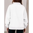 thumbnail image 4 of Sweatshirt for Women Fall Half Zip Pullover Oversized Fleece Mock Neck Hoodies Fashion Outfits Winter Clothing White L, 4 of 6