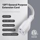 thumbnail image 4 of Cable de extensión para exteriores BN-LINK de 12 pies, 3 puntas, calibre 16, blanco, 4 of 8