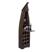 DecMode 21" x 83" Brown Wood 12 Bottles Boat Standing Wine Rack with Foldable Tray, 1-Piece