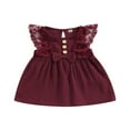 thumbnail image 1 of PENGXIANG Robe Bébé Fille Nouveau-Né 0-24M Manches à Volants Dentelle Nœud Robe de Fête Été Bouton Poche Robe Blanche 0-3 Mois, 1 of 7