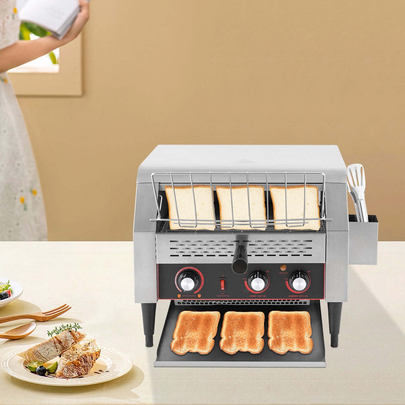 Silver Tabletop Electric Commercial Restaurant Industrial Conveyor Toaster 450 Slice/Hour 7Speed