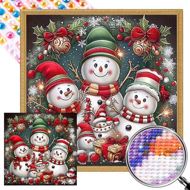 5D DIY Taladro Parcial AB Diamante Pintura Navidad Muñeco Nieve Art45x45cm