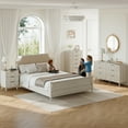 thumbnail image 6 of Aufeile 4 Piece Boho Dresser Set for Bedroom, 6 Drawer Dresser, 5 Drawer Tall Dresser & 2 Nightstands with 3 Drawers & USB Charging, Fluted Wood Bedroom Furniture Set, White Oak, 6 of 18