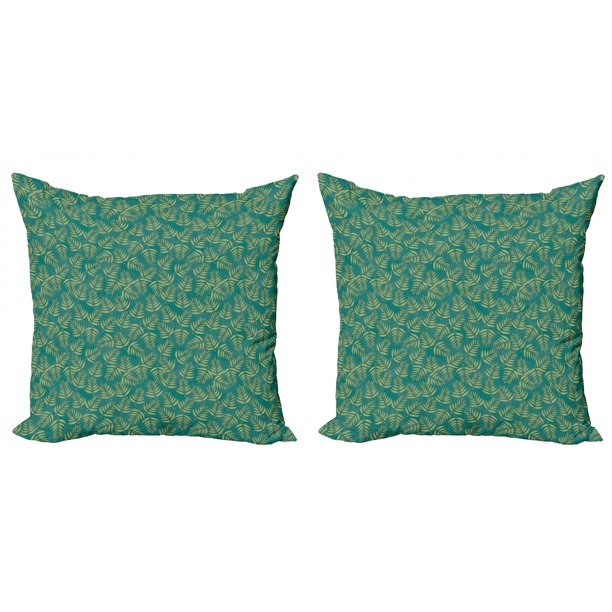 Tropical Throw Pillow Cushion Cover Pack of 2, Vintage Toned Leaf