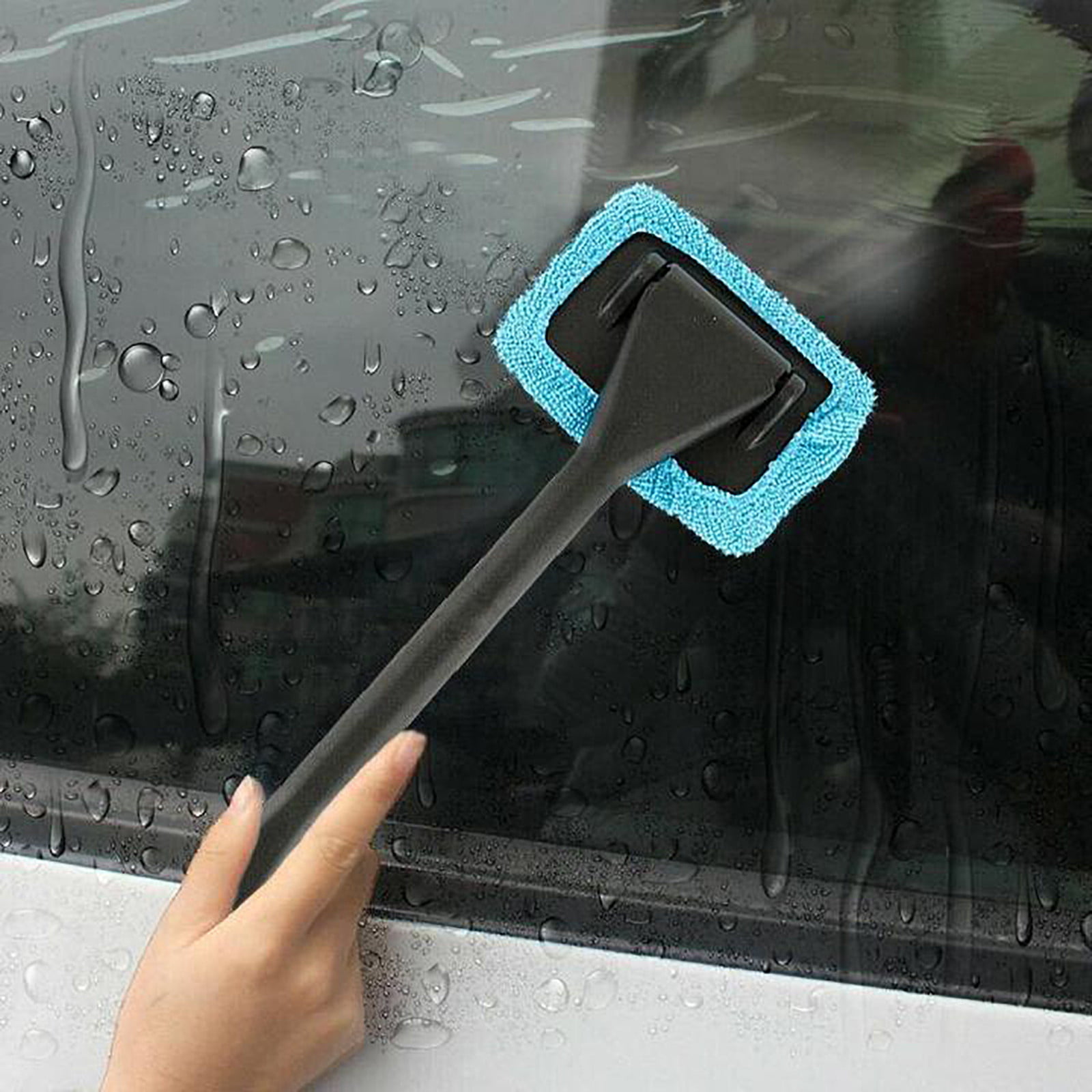 S&T INC. Glass Cleaner, Collapsible Window Cleaner for Home, Car, and  Windshield 3 Microfiber Pads, Grey and Blue