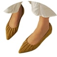 thumbnail image 3 of Flats Shoes for Women Pointed Toe Ballet With Elegant Pleated Detail Soft Retro Casual Loafers Slip On Comfort Driving Shoes,Yellow,CN:36(US:5.5), 3 of 7