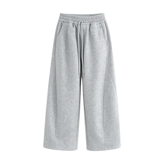 TIREOW Girls Straight Wide Leg Sweatpants Elastic High Waist Drawstring Sports Pants Solid Color Daily Wear Streetwear Pants