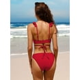 thumbnail image 4 of Charmo Womens Ruffle Bikini Sets Tie Back Two Piece Bathing Suit Push Up Swimsuit, 4 of 5