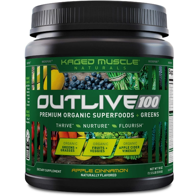 Kaged Muscle Outlive 100 Organic Superfoods and Greens Powder With Apple  Cider for sale online