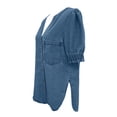 thumbnail image 4 of Womens Plus Size Shirts Oversized Tshirts for Women Casual Denim V Neck Short Sleeve Button Down Shirt Plus Size Tops Blue XL, 4 of 6