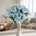 thumbnail image 6 of Artificial White Peony And Hydrangea Bouquet 11.8 Inch Lifelike Fake Flower Arrangement With Greenery For Wedding Table Centerpiece Home Office Decor, 6 of 7