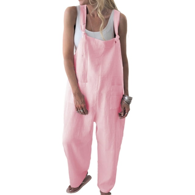 Innerwin Combinaisons Couleur Unie Combishort Sans Manches Jambes Larges Rose P