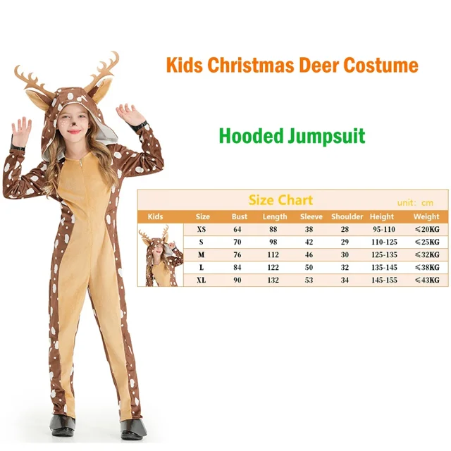 Disfraz de reno navideño unisex para adultos y niños, disfraz de elfo familiar, pijama de animales para parejas, traje de fiesta de carnaval