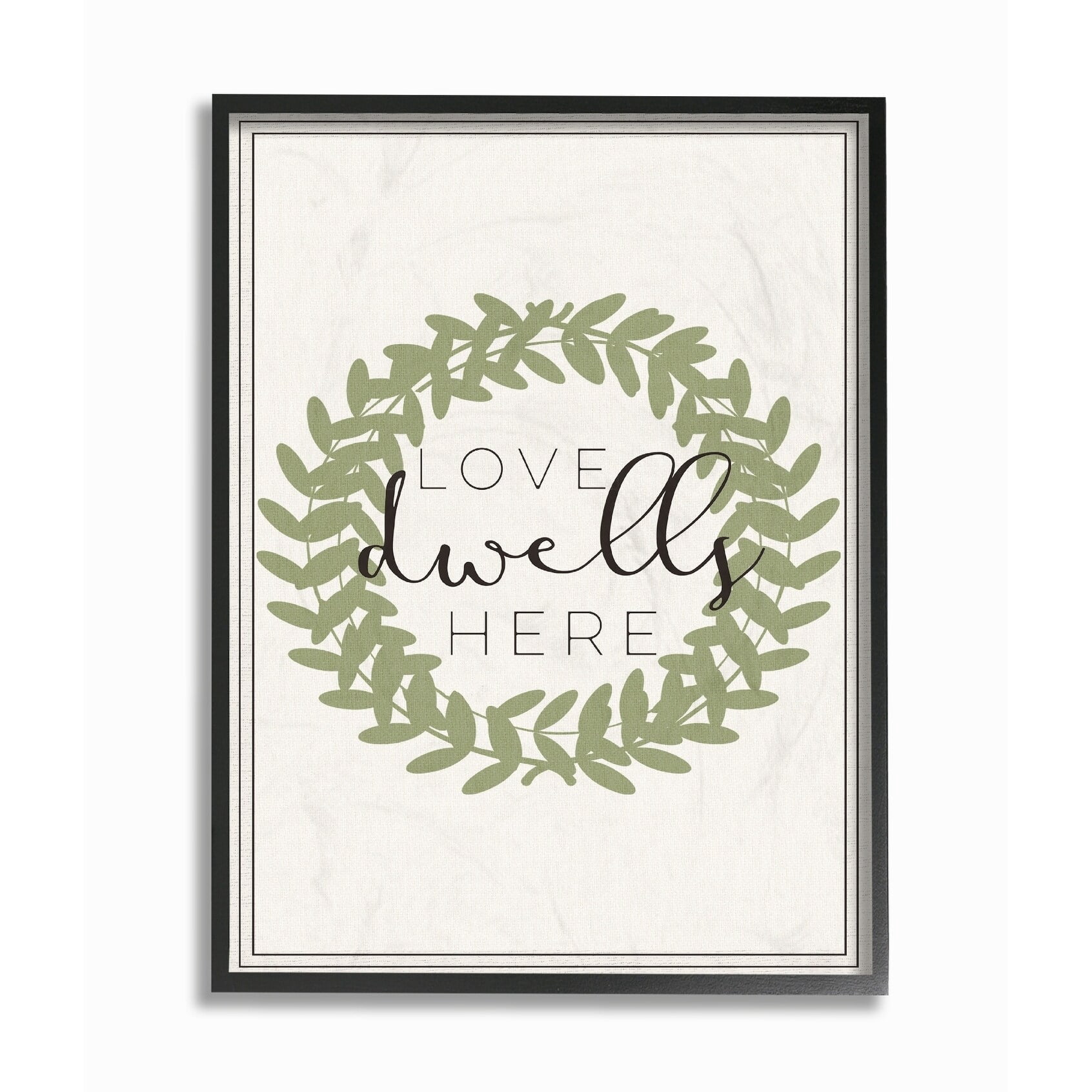 The Stupell Home Decor Collection Love Dwells Here Boxwood Wreath Framed Giclee Texturized Art, 11 x 1.5 x 14