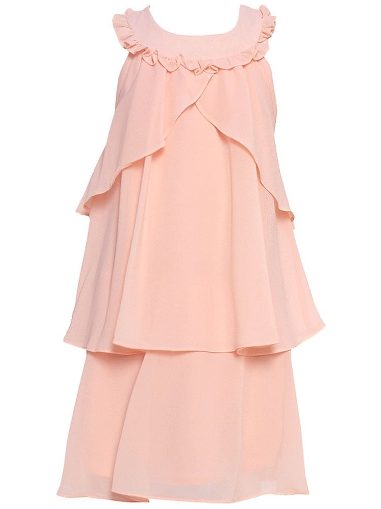 pink layered ruffle dress