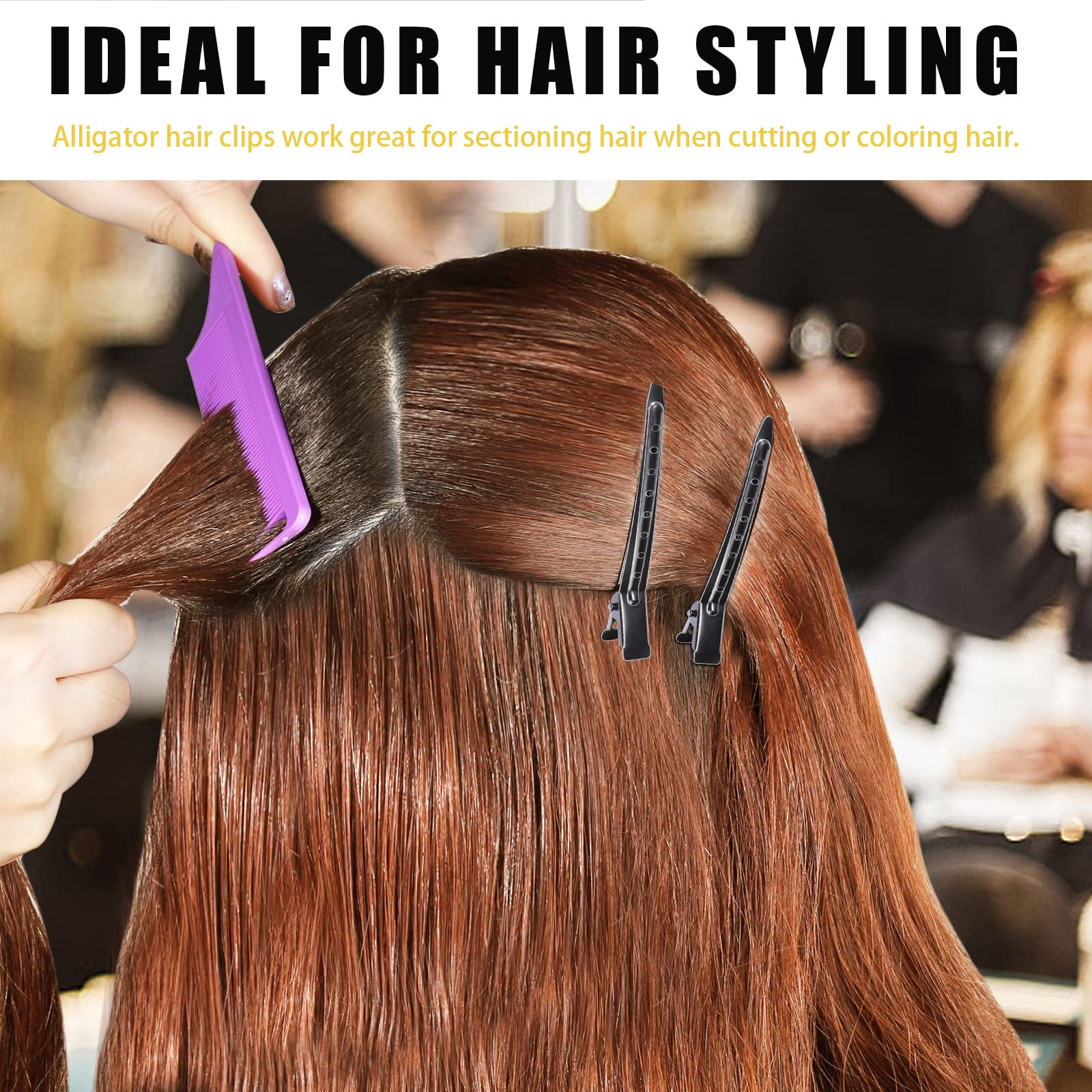 Emlimny Duck Billed Clips, 30pcs 3.5 inch Metal Alligator Hair Clips with Holes, Black Hair Clips for Styling Sectioning, Hair Coloring, Pin Curl Clips for Hair Roller