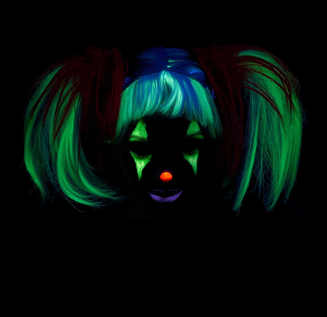 Glow in the Dark Punk Pigtails Wig (Red/Grey)