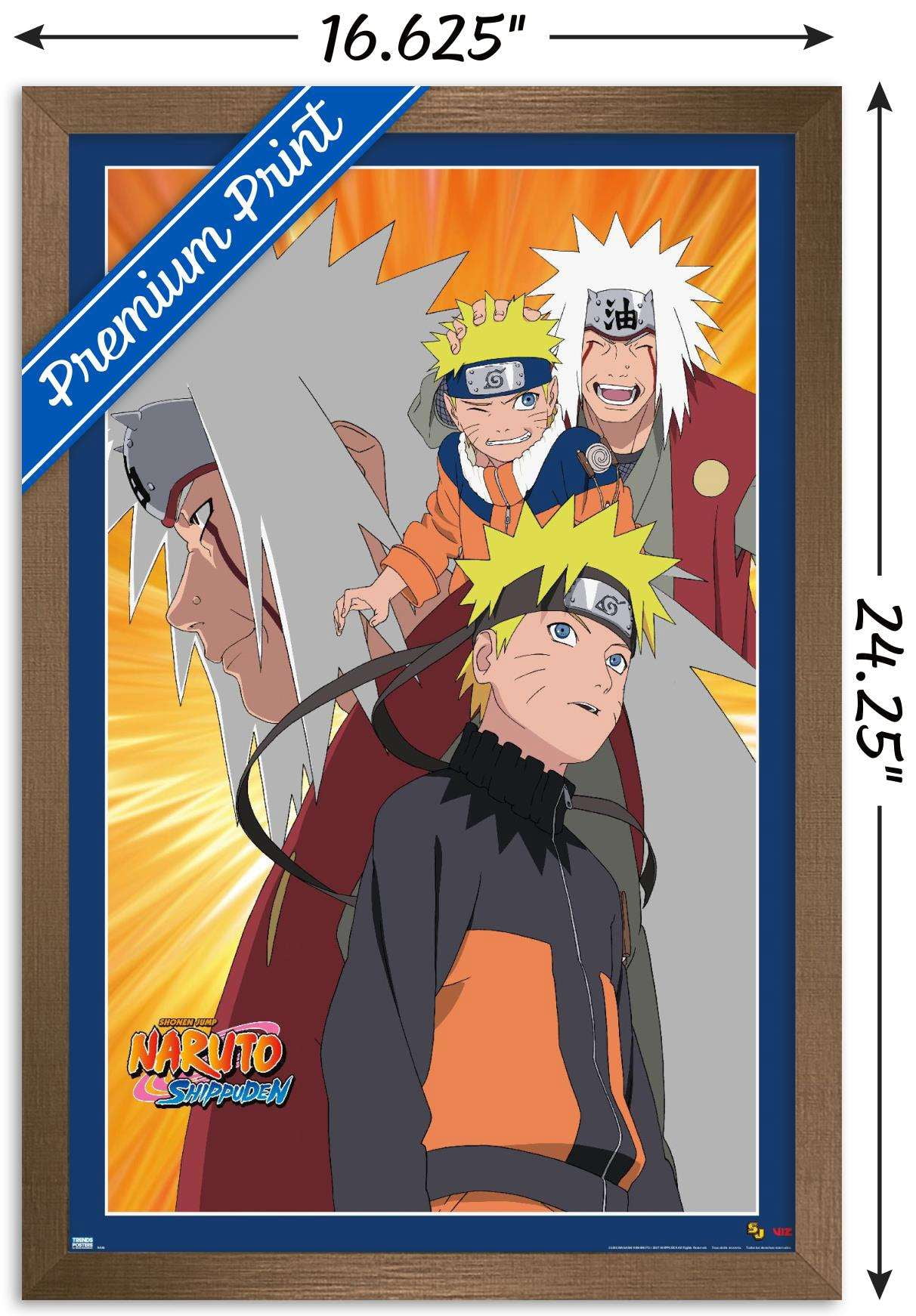 Naruto - Naruto and Jiraiya Wall Poster, 14.725" x 22.375", Framed