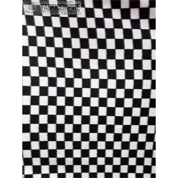 Fleece Printed Fabric Checkers Black And White / 58" Wide / Sold by the yard