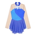 thumbnail image 3 of YEAHDOR Kids Girls Sequins Floral Decorated Patchwork Skating Dance Dress Long Sleeve Gymnastics Dress Royal Blue 12, 3 of 6