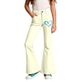 thumbnail image 2 of TGPMGRZ Girls Flare Leggings Full Length Bell Bottoms Legging Lightweight Joggers (Heart, Girl, 15-16 Years, Beige), 2 of 5