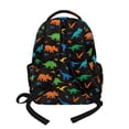 thumbnail image 2 of SCRAWLGOD Dinosaur Tropical Leaf Print Black 17 inch Backpack for Women Men Large College Bookbags Kids School Bag for Girls Boys Multi-Pocket Portable Large Knapsack, 2 of 7